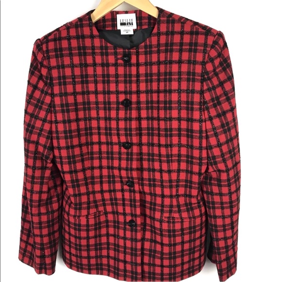 Vintage 90’s Plaid Blazer Size 10 Red Black Jacket